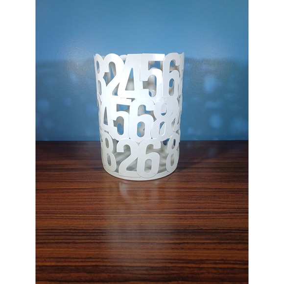 Unbranded Other - White Metal Numbers Mini Trash Can/ Candle Holder